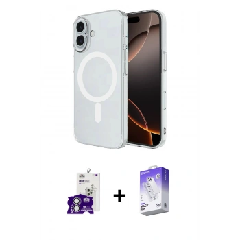 MARSİLYAN™- iPhone 16 Kılıf Ahenk Yansıma Prime - Siyah Bilvis 5in1 3D Magic Cam Ekran Koruyucu + Bilvis Titan Kamera Lens - GS