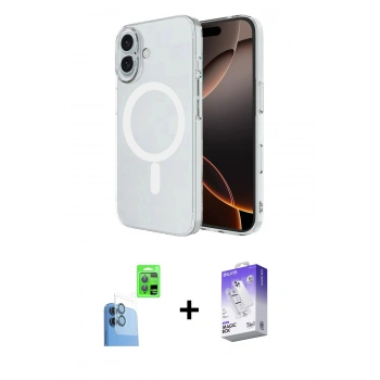 MARSİLYAN™- iPhone 16 Kılıf Ahenk Yansıma Prime - Siyah Bilvis 5in1 3D Magic Cam Ekran Koruyucu + Raze Metal Kamera Lens - LT