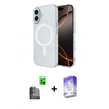 MARSİLYAN™- iPhone 16 Kılıf Ahenk Yansıma Prime - Siyah Bilvis 5in1 3D Magic Cam Ekran Koruyucu + Raze Metal Kamera Lens - SH