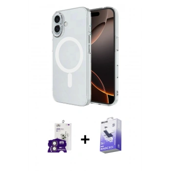 MARSİLYAN™- iPhone 16 Kılıf Ahenk Yansıma Prime - Siyah Bilvis 5in1 5D Magic Hayalet Cam Ekran Koruyucu + Bilvis Titan Kamera Lens - PE