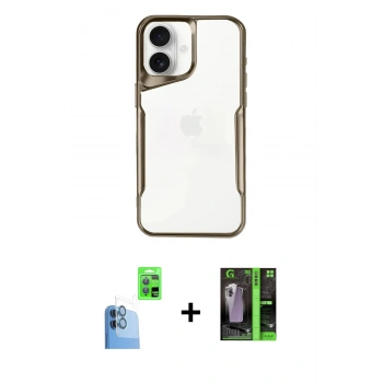 MARSİLYAN™- iPhone 16 Kılıf Akış Çizgi Koleksiyonu - Şeffaf 360 Full Body Arka Koruyucu + Raze Metal Kamera Lens - LT