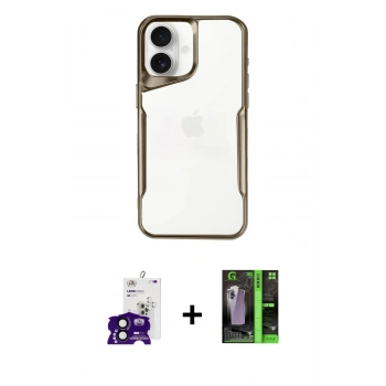 MARSİLYAN™- iPhone 16 Kılıf Akış Çizgi Koleksiyonu - Şeffaf 360 Full Body Arka Koruyucu + Bilvis Titan Kamera Lens - SH