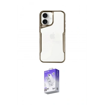 MARSİLYAN™- iPhone 16 Kılıf Akış Çizgi Koleksiyonu - Siyah Bilvis 5in1 3D Magic Cam Ekran Koruyucu