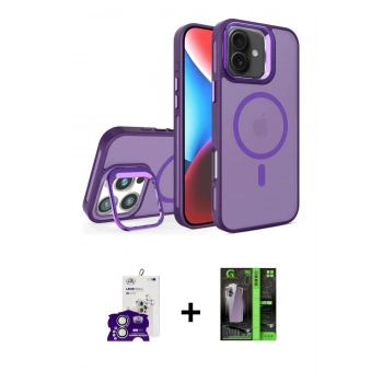 MARSİLYAN™- iPhone 16 Kılıf Akış Form - Şeffaf 360 Full Body Arka Koruyucu + Bilvis Titan Kamera Lens - GS