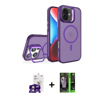 MARSİLYAN™- iPhone 16 Kılıf Akış Form - Şeffaf 360 Full Body Arka Koruyucu + Bilvis Titan Kamera Lens - PE
