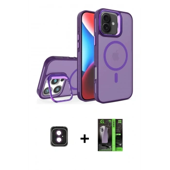 MARSİLYAN™- iPhone 16 Kılıf Akış Form - Şeffaf 360 Full Body Arka Koruyucu + PVD Metal Kamera Lens - PE