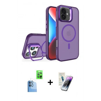 MARSİLYAN™- iPhone 16 Kılıf Akış Form - Şeffaf Pasifik Cam Ekran Koruyucu + Raze Metal Kamera Lens - LT