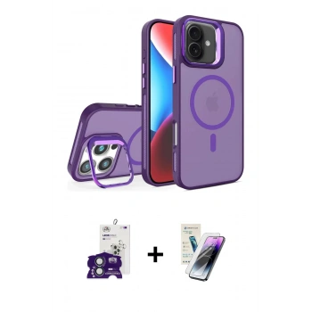 MARSİLYAN™- iPhone 16 Kılıf Akış Form - Şeffaf Pasifik Cam Ekran Koruyucu + Bilvis Titan Kamera Lens - YL