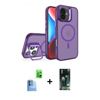 MARSİLYAN™- iPhone 16 Kılıf Akış Form - Siyah 360 Mat Full Body Arka Koruyucu + Raze Metal Kamera Lens - LT