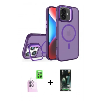 MARSİLYAN™- iPhone 16 Kılıf Akış Form - Siyah 360 Mat Full Body Arka Koruyucu + Raze Metal Kamera Lens - PE