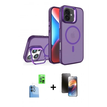 MARSİLYAN™- iPhone 16 Kılıf Akış Form - Siyah 3D Antistatik Mat Seramik Nano Ekran Koruyucu + Raze Metal Kamera Lens - LT