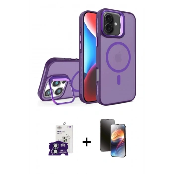 MARSİLYAN™- iPhone 16 Kılıf Akış Form - Siyah 3D Antistatik Mat Seramik Nano Ekran Koruyucu + Bilvis Titan Kamera Lens - YL