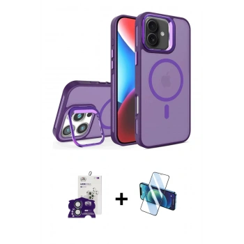 MARSİLYAN™- iPhone 16 Kılıf Akış Form - Siyah 3D Antistatik Seramik Nano Ekran Koruyucu + Bilvis Titan Kamera Lens - YL