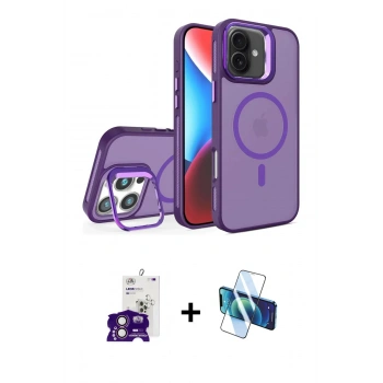 MARSİLYAN™- iPhone 16 Kılıf Akış Form - Siyah 3D Antistatik Seramik Nano Ekran Koruyucu + Bilvis Titan Kamera Lens - PE