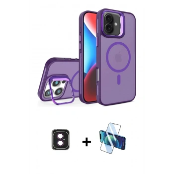 MARSİLYAN™- iPhone 16 Kılıf Akış Form - Siyah 3D Antistatik Seramik Nano Ekran Koruyucu + PVD Metal Kamera Lens - PE