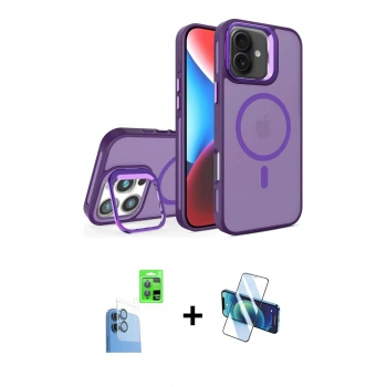 MARSİLYAN™- iPhone 16 Kılıf Akış Form - Siyah 3D Antistatik Seramik Nano Ekran Koruyucu + Raze Metal Kamera Lens - LT
