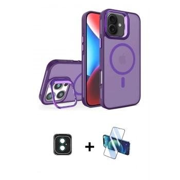 MARSİLYAN™- iPhone 16 Kılıf Akış Form - Siyah 3D Antistatik Seramik Nano Ekran Koruyucu + PVD Metal Kamera Lens - YL