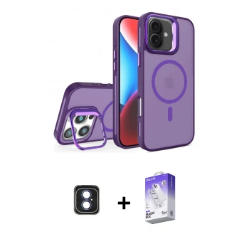 MARSİLYAN™- iPhone 16 Kılıf Akış Form - Siyah Bilvis 5in1 3D Magic Cam Ekran Koruyucu + PVD Metal Kamera Lens - MI