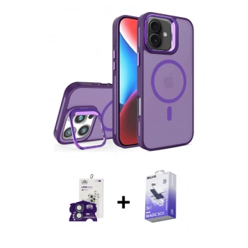 MARSİLYAN™- iPhone 16 Kılıf Akış Form - Siyah Bilvis 5in1 5D Magic Hayalet Cam Ekran Koruyucu + Bilvis Titan Kamera Lens - YL
