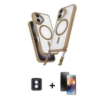 MARSİLYAN™- iPhone 16 Kılıf Atlas Doku Koleksiyonu - Siyah 3D Antistatik Mat Seramik Nano Ekran Koruyucu + PVD Metal Kamera Lens - MI