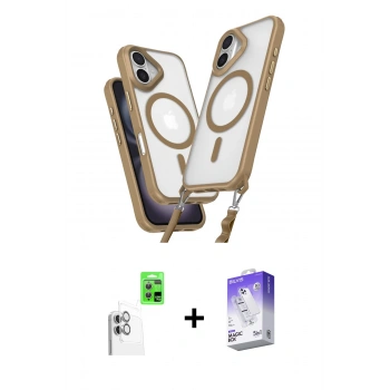MARSİLYAN™- iPhone 16 Kılıf Atlas Doku Koleksiyonu - Siyah Bilvis 5in1 3D Magic Cam Ekran Koruyucu + Raze Metal Kamera Lens - BZ