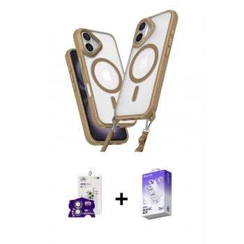 MARSİLYAN™- iPhone 16 Kılıf Atlas Doku Koleksiyonu - Siyah Bilvis 5in1 3D Magic Cam Ekran Koruyucu + Bilvis Titan Kamera Lens - GS