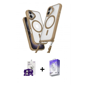 MARSİLYAN™- iPhone 16 Kılıf Atlas Doku Koleksiyonu - Siyah Bilvis 5in1 3D Magic Cam Ekran Koruyucu + Bilvis Titan Kamera Lens - PE