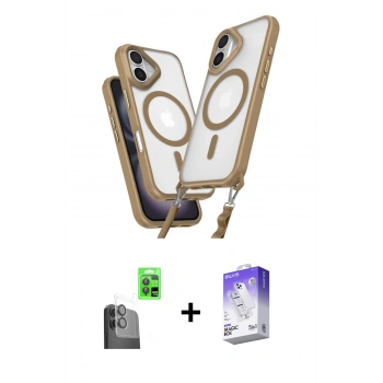 MARSİLYAN™- iPhone 16 Kılıf Atlas Doku Koleksiyonu - Siyah Bilvis 5in1 3D Magic Cam Ekran Koruyucu + Raze Metal Kamera Lens - SH