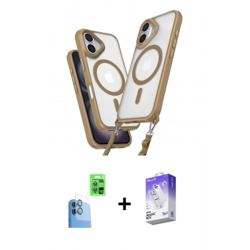 MARSİLYAN™- iPhone 16 Kılıf Atlas Doku Koleksiyonu - Siyah Bilvis 5in1 3D Magic Cam Ekran Koruyucu + Raze Metal Kamera Lens - LT