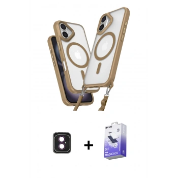 MARSİLYAN™- iPhone 16 Kılıf Atlas Doku Koleksiyonu - Siyah Bilvis 5in1 5D Magic Hayalet Cam Ekran Koruyucu + PVD Metal Kamera Lens - PE