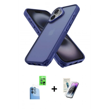 MARSİLYAN™- iPhone 16 Kılıf Atlas Form - Şeffaf Pasifik Cam Ekran Koruyucu + Raze Metal Kamera Lens - LT