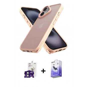 MARSİLYAN™- iPhone 16 Kılıf Atlas Form - Siyah Bilvis 5in1 5D Magic Hayalet Cam Ekran Koruyucu + Bilvis Titan Kamera Lens - YL