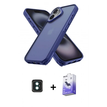 MARSİLYAN™- iPhone 16 Kılıf Atlas Form - Siyah Bilvis 5in1 5D Magic Hayalet Cam Ekran Koruyucu + PVD Metal Kamera Lens - YL
