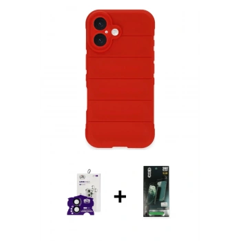 MARSİLYAN™- iPhone 16 Kılıf Atlas Koleksiyonu - Siyah 360 Mat Full Body Arka Koruyucu + Bilvis Titan Kamera Lens - SH