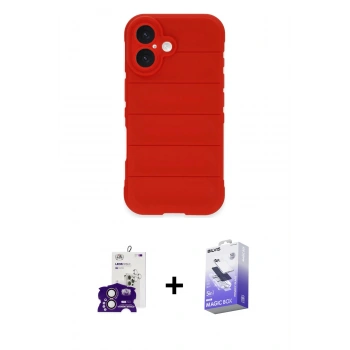 MARSİLYAN™- iPhone 16 Kılıf Atlas Koleksiyonu - Siyah Bilvis 5in1 5D Magic Hayalet Cam Ekran Koruyucu + Bilvis Titan Kamera Lens - PE