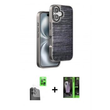 MARSİLYAN™- iPhone 16 Kılıf Atlas Minimal Özel Seri - Şeffaf 360 Full Body Arka Koruyucu + Raze Metal Kamera Lens - SH
