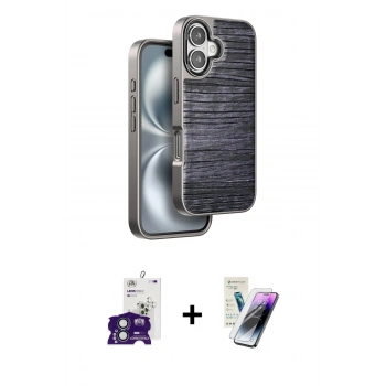 MARSİLYAN™- iPhone 16 Kılıf Atlas Minimal Özel Seri - Şeffaf Pasifik Cam Ekran Koruyucu + Bilvis Titan Kamera Lens - YL