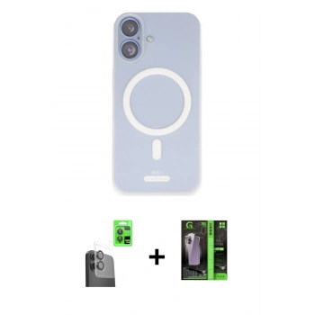 MARSİLYAN™- iPhone 16 Kılıf Çekirdek Klasik - Şeffaf 360 Full Body Arka Koruyucu + Raze Metal Kamera Lens - SH