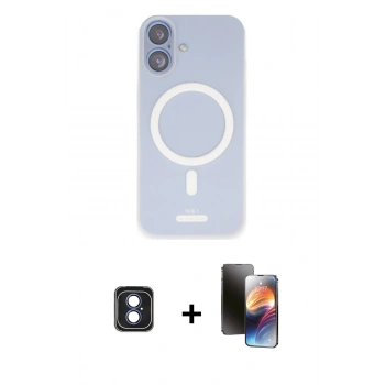 MARSİLYAN™- iPhone 16 Kılıf Çekirdek Klasik - Siyah 3D Antistatik Mat Seramik Nano Ekran Koruyucu + PVD Metal Kamera Lens - MI