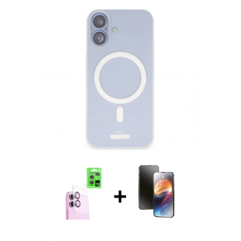 MARSİLYAN™- iPhone 16 Kılıf Çekirdek Klasik - Siyah 3D Antistatik Mat Seramik Nano Ekran Koruyucu + Raze Metal Kamera Lens - PE