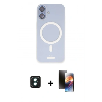 MARSİLYAN™- iPhone 16 Kılıf Çekirdek Klasik - Siyah 3D Antistatik Mat Seramik Nano Ekran Koruyucu + PVD Metal Kamera Lens - YL