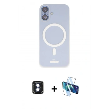 MARSİLYAN™- iPhone 16 Kılıf Çekirdek Klasik - Siyah 3D Antistatik Seramik Nano Ekran Koruyucu + PVD Metal Kamera Lens - MI