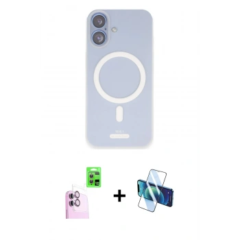 MARSİLYAN™- iPhone 16 Kılıf Çekirdek Klasik - Siyah 3D Antistatik Seramik Nano Ekran Koruyucu + Raze Metal Kamera Lens - PE