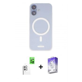 MARSİLYAN™- iPhone 16 Kılıf Çekirdek Klasik - Siyah Bilvis 5in1 3D Magic Cam Ekran Koruyucu + Raze Metal Kamera Lens - BZ