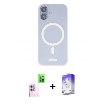 MARSİLYAN™- iPhone 16 Kılıf Çekirdek Klasik - Siyah Bilvis 5in1 3D Magic Cam Ekran Koruyucu + Raze Metal Kamera Lens - PE