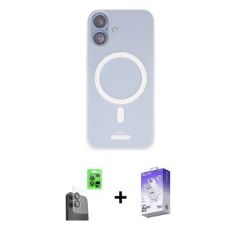 MARSİLYAN™- iPhone 16 Kılıf Çekirdek Klasik - Siyah Bilvis 5in1 3D Magic Cam Ekran Koruyucu + Raze Metal Kamera Lens - SH