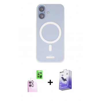 MARSİLYAN™- iPhone 16 Kılıf Çekirdek Klasik - Siyah Bilvis 5in1 5D Magic Hayalet Cam Ekran Koruyucu + Raze Metal Kamera Lens - PE