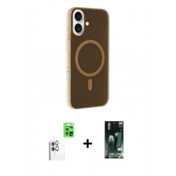 MARSİLYAN™- iPhone 16 Kılıf Çekirdek Modern Prime - Siyah 360 Mat Full Body Arka Koruyucu + Raze Metal Kamera Lens - BZ