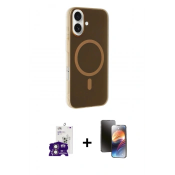 MARSİLYAN™- iPhone 16 Kılıf Çekirdek Modern Prime - Siyah 3D Antistatik Mat Seramik Nano Ekran Koruyucu + Bilvis Titan Kamera Lens - PE