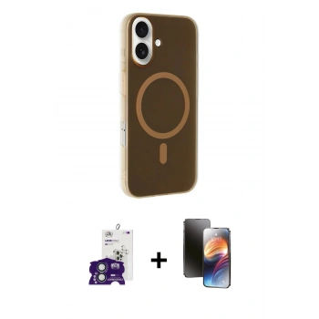 MARSİLYAN™- iPhone 16 Kılıf Çekirdek Modern Prime - Siyah 3D Antistatik Mat Seramik Nano Ekran Koruyucu + Bilvis Titan Kamera Lens - YL